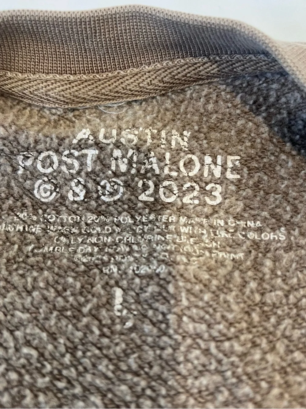 Post Malone Austin 2023 Tour Brown Crewneck Sweatshirt Size Large